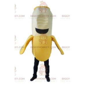Fantasia de mascote amarela branca e preta de banana