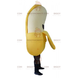Κίτρινο λευκό και μαύρο κοστούμι μασκότ μπανάνας BIGGYMONKEY™ -