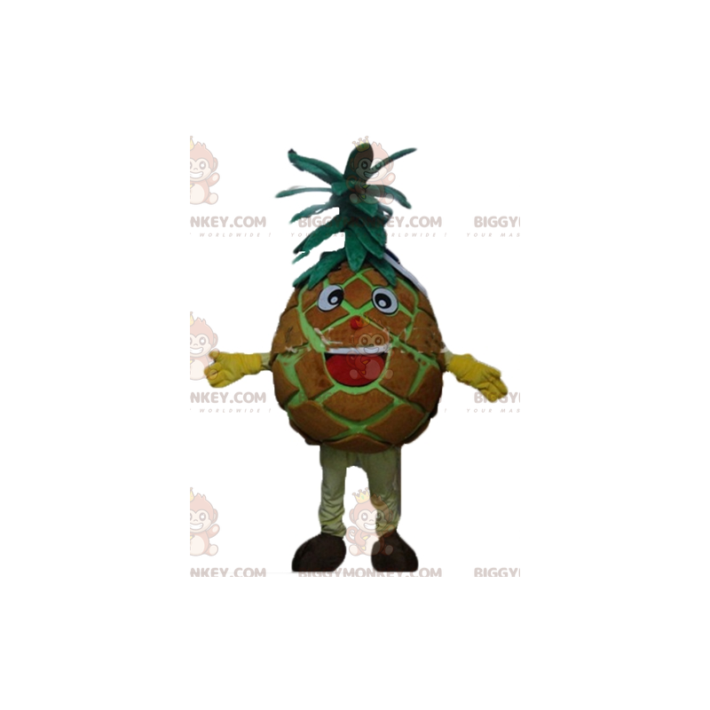 BIGGYMONKEY™ costume mascotte di ananas gigante marrone e verde