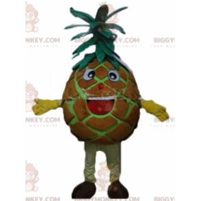 BIGGYMONKEY™ costume mascotte di ananas gigante marrone e verde