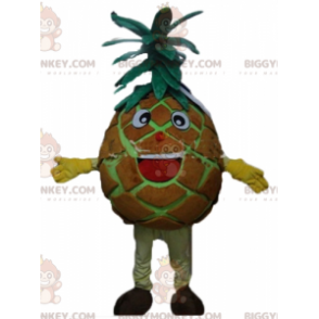BIGGYMONKEY™ maskot kostume af kæmpe brun og grøn ananas meget