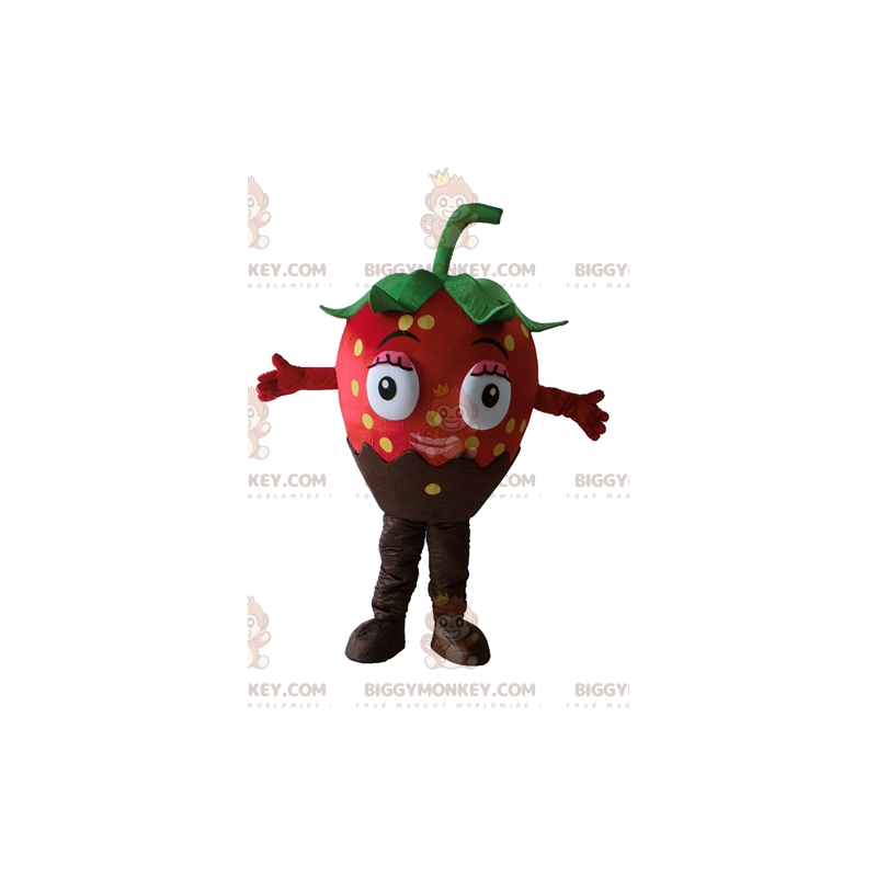 Costume de mascotte BIGGYMONKEY™ de fraise au chocolat très