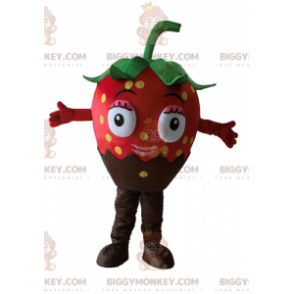 Costume de mascotte BIGGYMONKEY™ de fraise au chocolat très