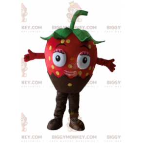 Traje de mascote BIGGYMONKEY™ de morango com chocolate muito