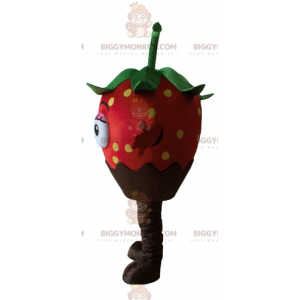 Traje de mascote BIGGYMONKEY™ de morango com chocolate muito
