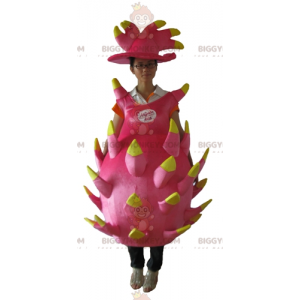 Disfraz de mascota BIGGYMONKEY™ de Dragon Fruit rosa y amarillo