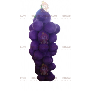 Traje de mascote gigante roxo e verde de cacho de uvas