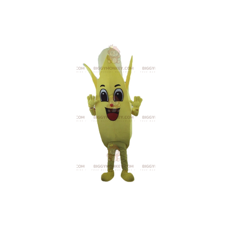 Fantasia de mascote gigante de banana amarela e branca