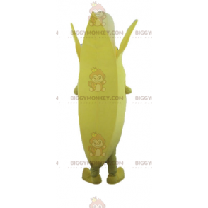 Costume de mascotte BIGGYMONKEY™ de banane jaune et blanche