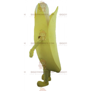 Costume de mascotte BIGGYMONKEY™ de banane jaune et blanche