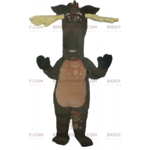 Traje de mascote de rena caribu marrom BIGGYMONKEY™ com chifres