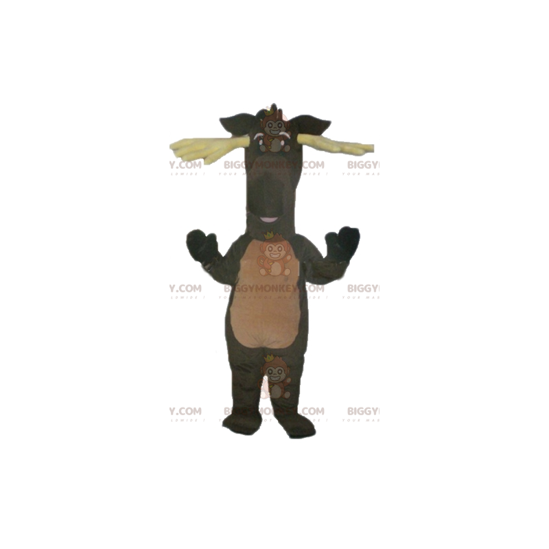 BIGGYMONKEY™ Disfraz de mascota de reno caribú marrón con astas