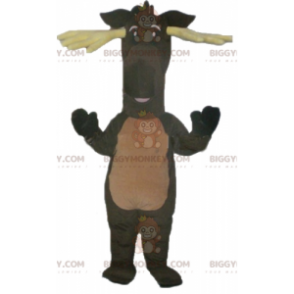 BIGGYMONKEY™ Brun Caribou-rensdyrmaskotkostume med gult gevir -