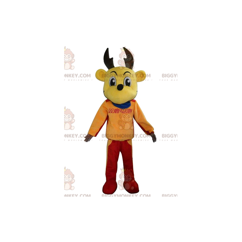 BIGGYMONKEY™ Costume da mascotte Renna alce gialla in abito