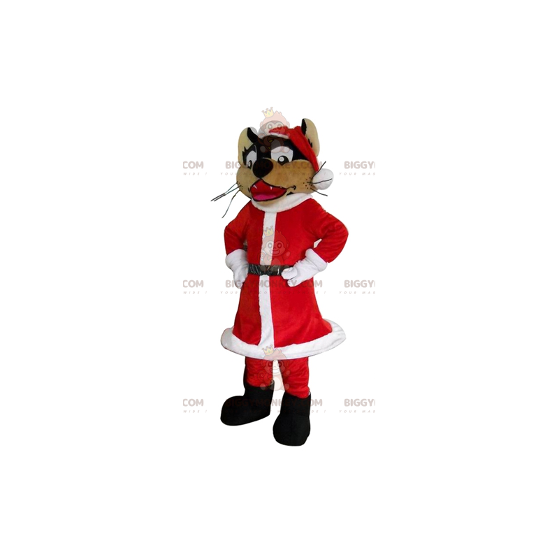 Kostium maskotki wilka BIGGYMONKEY™ w stroju Świętego Mikołaja