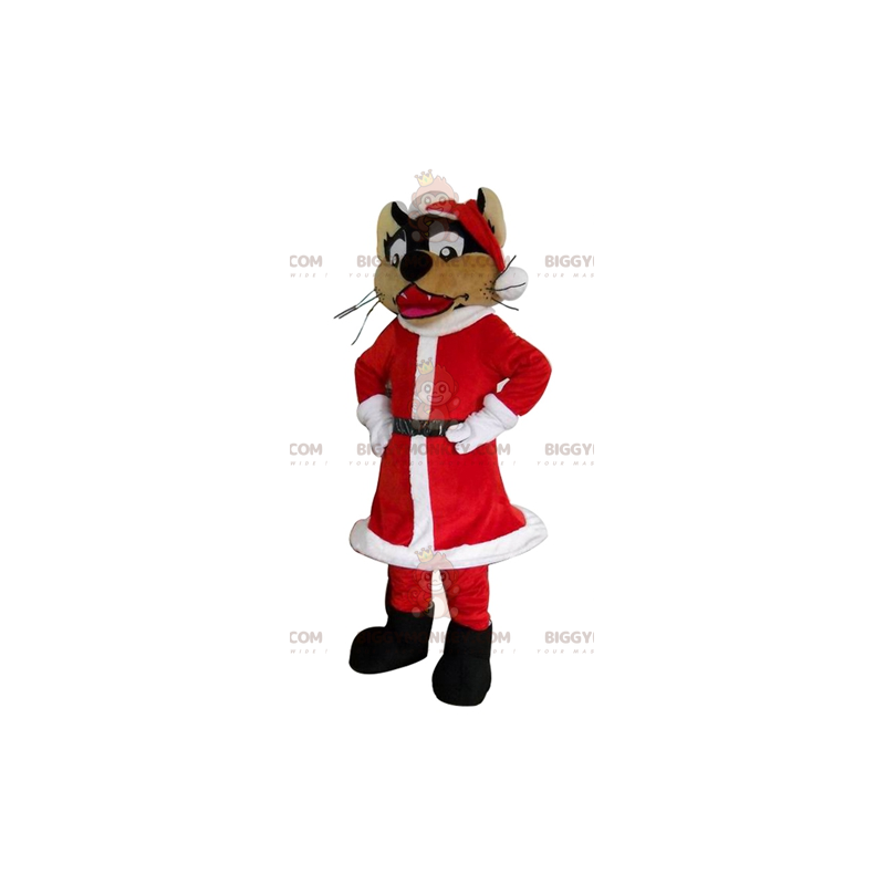 Wolf BIGGYMONKEY™ Mascot Costume Dressed In Santa Outfit -