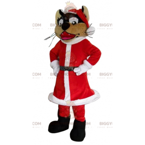 Wolf BIGGYMONKEY™ mascottekostuum gekleed in kerstmanoutfit -