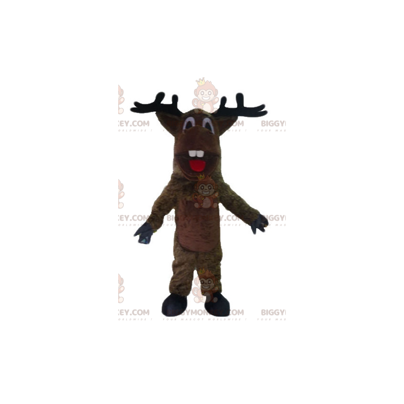 Brun Caribou Elk BIGGYMONKEY™ maskotkostume med søde gevirer -