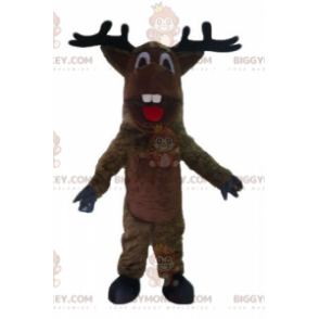 Brun Caribou Elk BIGGYMONKEY™ maskotkostume med søde gevirer -