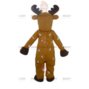 Traje de mascote BIGGYMONKEY™ Rena marrom e branca com lenço