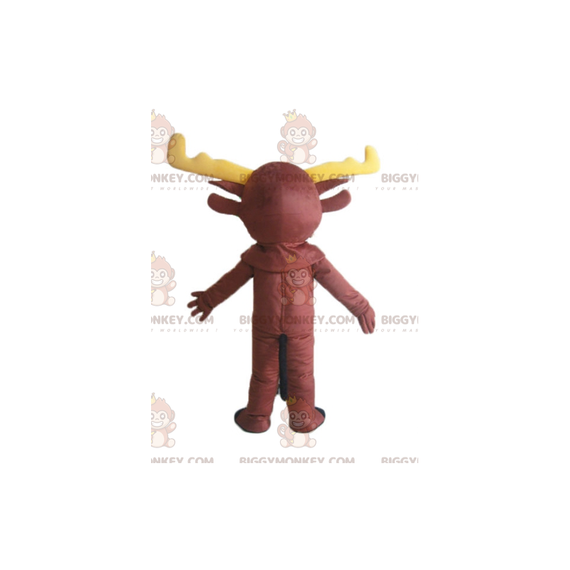 BIGGYMONKEY™ Brun Caribou-rensdyrmaskotkostume med gult gevir -