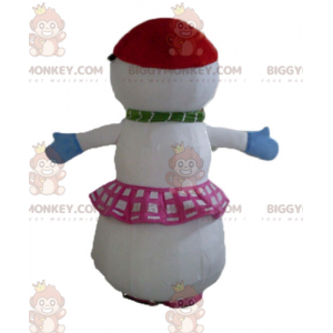 BIGGYMONKEY™ Großes Schneemann-Maskottchen-Kostüm mit Rock und