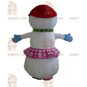 BIGGYMONKEY™ Mascottekostuum met grote sneeuwpop, rok en