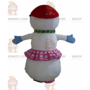 BIGGYMONKEY™ Big Snowman Mascot Costume with Skirt and Braids -