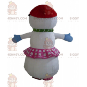 Kostium maskotki Big Snowman ze spódnicą i warkoczami