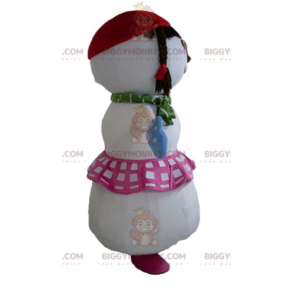 BIGGYMONKEY™ Big Snowman Mascot Costume with Skirt and Braids –
