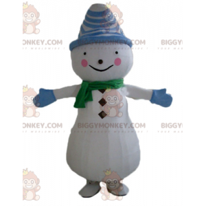 Lumiukko BIGGYMONKEY™ maskottiasu, jossa hattu ja huivi -