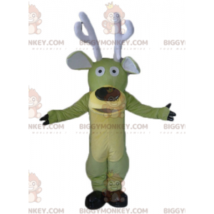 BIGGYMONKEY™ Mascottekostuum Groen en geel elandrendier met