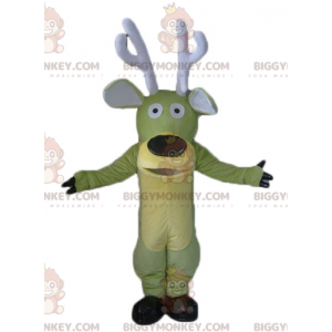 Costume de mascotte BIGGYMONKEY™ de renne d'élan vert et jaune