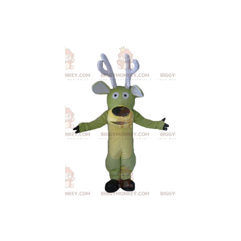 Costume de mascotte BIGGYMONKEY™ de renne d'élan vert et jaune