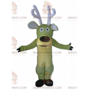 Costume de mascotte BIGGYMONKEY™ de renne d'élan vert et jaune