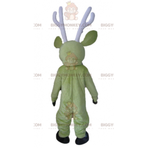 Costume de mascotte BIGGYMONKEY™ de renne d'élan vert et jaune