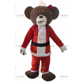 Costume de mascotte BIGGYMONKEY™ de nounours marron en tenue de