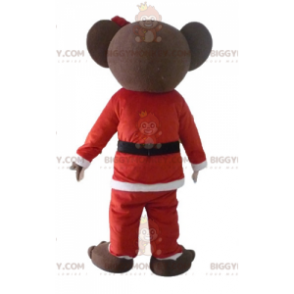Brun Teddy BIGGYMONKEY™ maskotkostume i julemandstøj -
