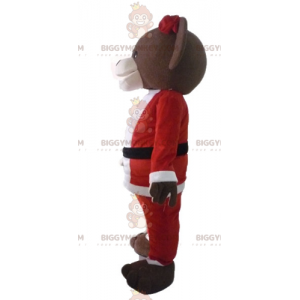 Bruin Teddy BIGGYMONKEY™-mascottekostuum in kerstmanoutfit -