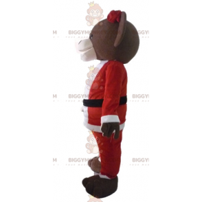 Kostým hnědého Teddyho BIGGYMONKEY™ maskota v Santa outfitu –