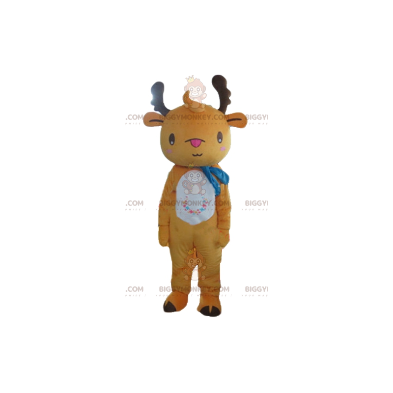 Brown and White Plush Reindeer BIGGYMONKEY™ Mascot Costume -