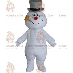 BIGGYMONKEY™ Schneemann-Maskottchen-Kostüm mit Hut und Pfeife -