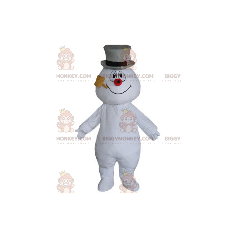 BIGGYMONKEY™ Schneemann-Maskottchen-Kostüm mit Hut und Pfeife -