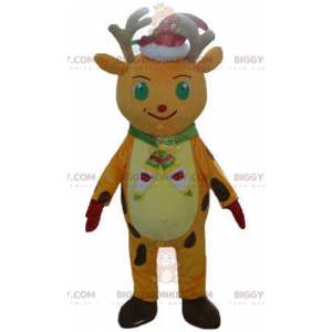 Costume da mascotte BIGGYMONKEY™ con renna natalizia arancione