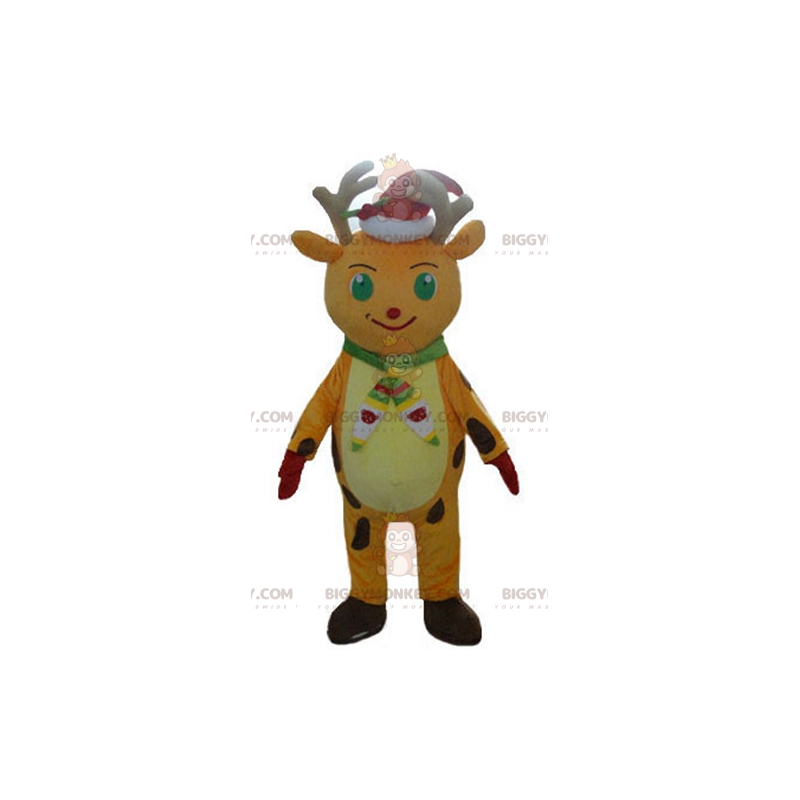 Costume da mascotte BIGGYMONKEY™ con renna natalizia arancione