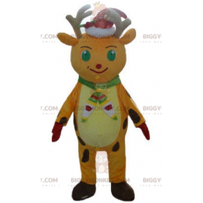 Costume da mascotte BIGGYMONKEY™ con renna natalizia arancione