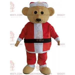 BIGGYMONKEY™ mascottekostuum pluche teddybeer in kerstmanoutfit