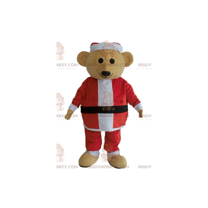 BIGGYMONKEY™ Mascot Costume Plush Teddy Bear In Santa Outfit –