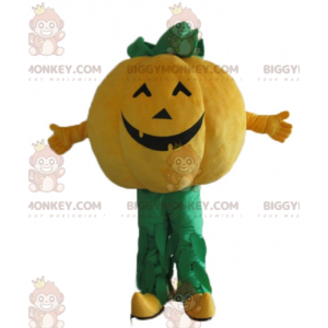 Disfraz de mascota BIGGYMONKEY™ de calabaza naranja y verde