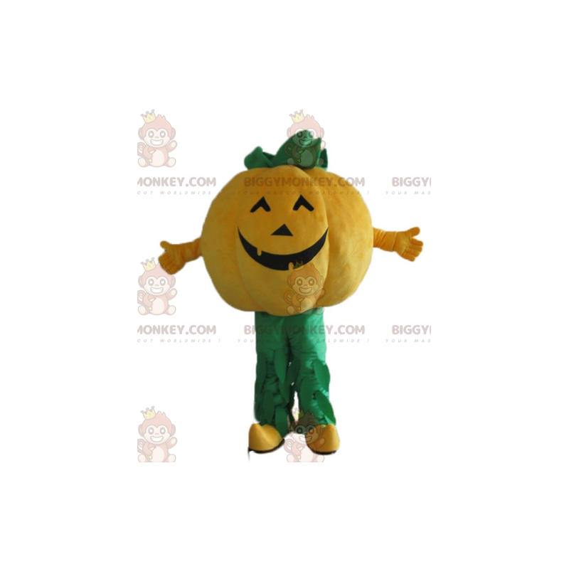 Giant Orange and Green Pumpkin BIGGYMONKEY™ Mascot Costume -
